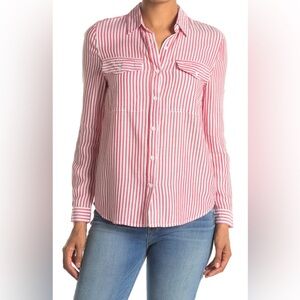 Striped red Button-Up Women's Top size L